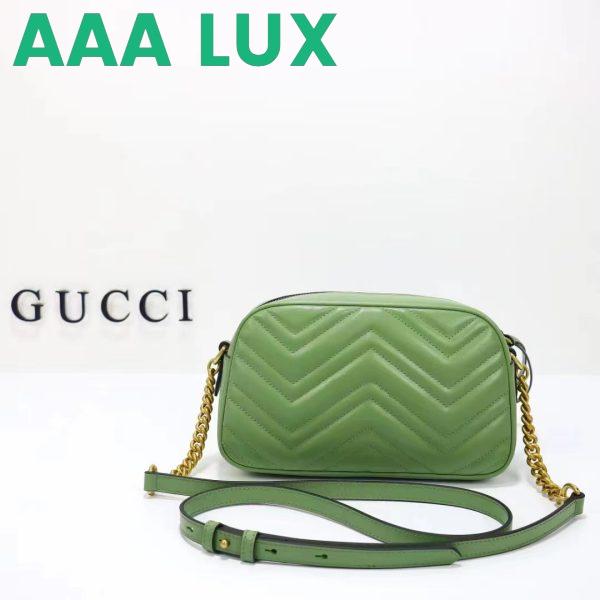 Replica Gucci Women GG Marmont Matelassé Shoulder Bag Sage Green Chevron Leather 4