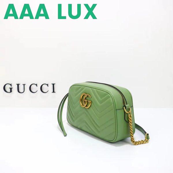 Replica Gucci Women GG Marmont Matelassé Shoulder Bag Sage Green Chevron Leather 5