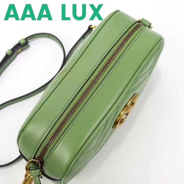 Replica Gucci Women GG Marmont Matelassé Shoulder Bag Sage Green Chevron Leather 6