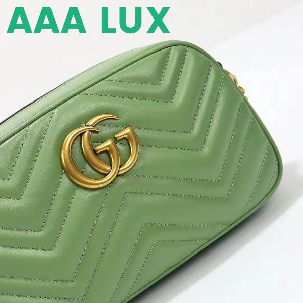 Replica Gucci Women GG Marmont Matelassé Shoulder Bag Sage Green Chevron Leather 9