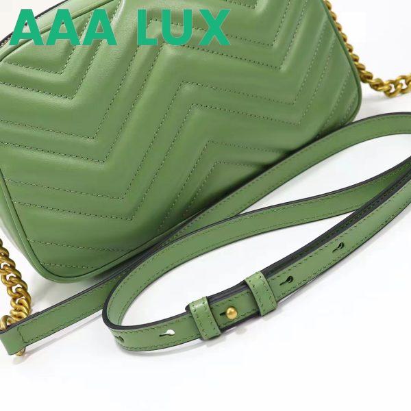 Replica Gucci Women GG Marmont Matelassé Shoulder Bag Sage Green Chevron Leather 10