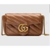 Replica Gucci Women GG Marmont Matelassé Super Mini Bag Brown Leather Double G 14