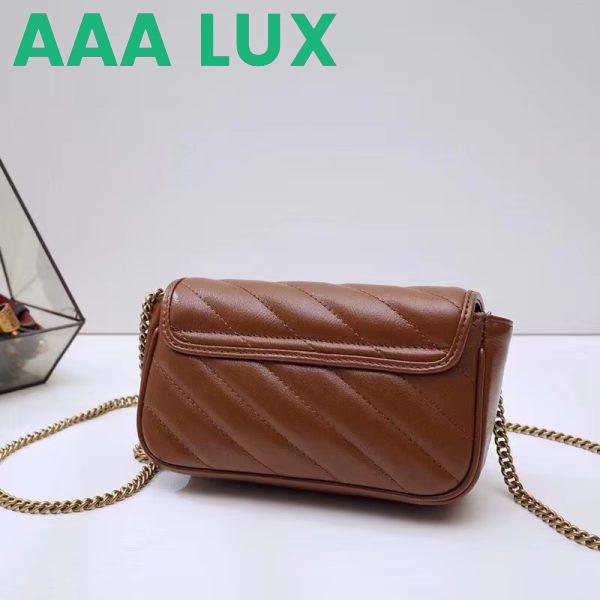Replica Gucci Women GG Marmont Matelassé Super Mini Bag Brown Leather Double G 7