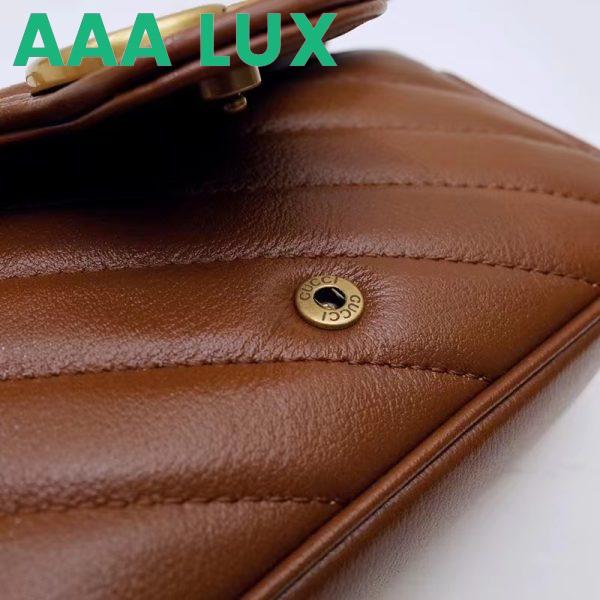 Replica Gucci Women GG Marmont Matelassé Super Mini Bag Brown Leather Double G 9