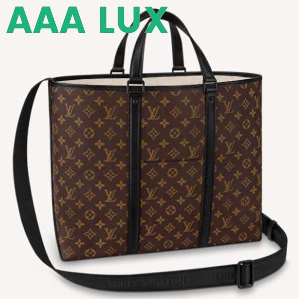 Replica Louis Vuitton LV Unisex WeekEnd Tote GM Monogram Macassar Coated Canvas Cowhide Leather