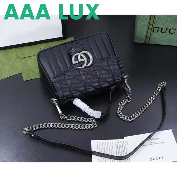 Replica Gucci Women GG Marmont Mini Top Handle Bag Black Matelassé Leather 4