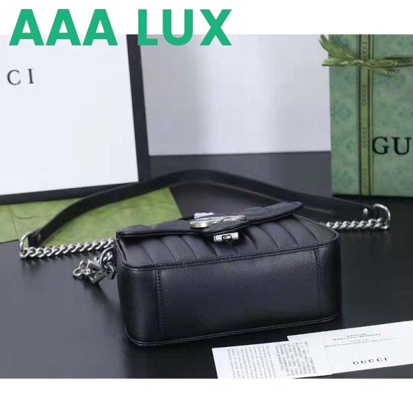 Replica Gucci Women GG Marmont Mini Top Handle Bag Black Matelassé Leather 5