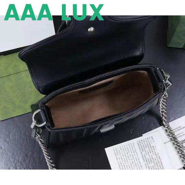 Replica Gucci Women GG Marmont Mini Top Handle Bag Black Matelassé Leather 6