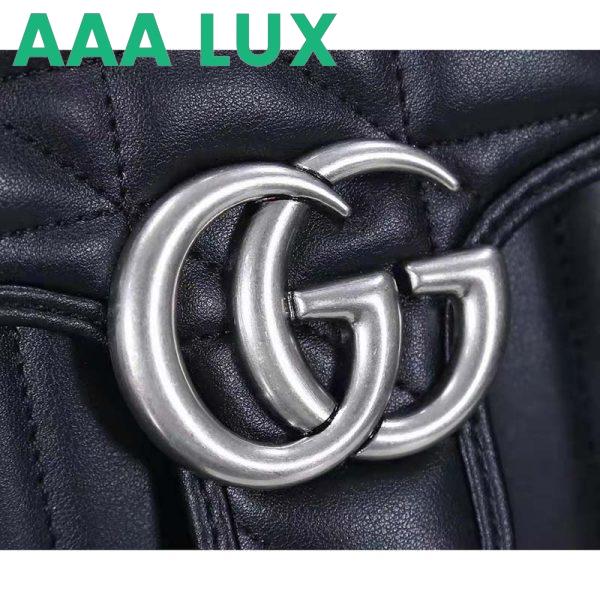 Replica Gucci Women GG Marmont Mini Top Handle Bag Black Matelassé Leather 7