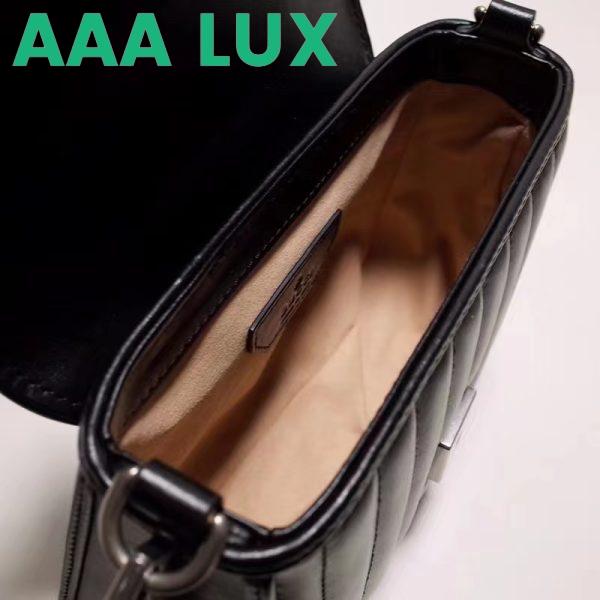 Replica Gucci Women GG Marmont Mini Top Handle Bag Black Matelassé Leather Double G 8