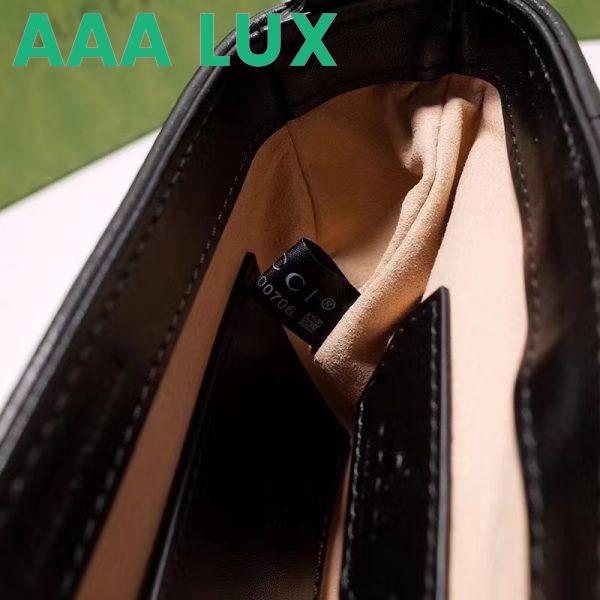 Replica Gucci Women GG Marmont Mini Top Handle Bag Black Matelassé Leather Double G 11