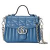Replica Gucci Women GG Marmont Mini Top Handle Bag Black Matelassé Leather Double G 13