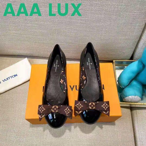 Replica Louis Vuitton LV Women Popi Flat Ballerina Black Patent Calf Leather Monogram Nylon Bow 3