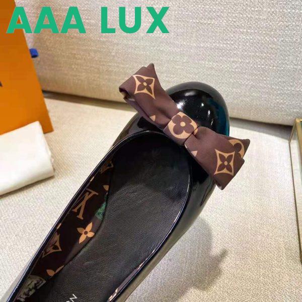Replica Louis Vuitton LV Women Popi Flat Ballerina Black Patent Calf Leather Monogram Nylon Bow 13