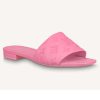 Replica Louis Vuitton LV Women Revival Flat Mule Pink Monogram-Embossed Lambskin