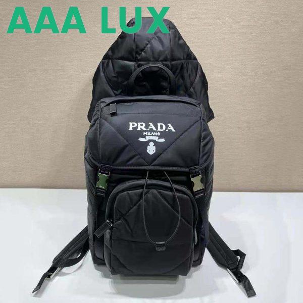 Replica Prada Unisex Re-Nylon Padded Backpack with Hood-Black 4