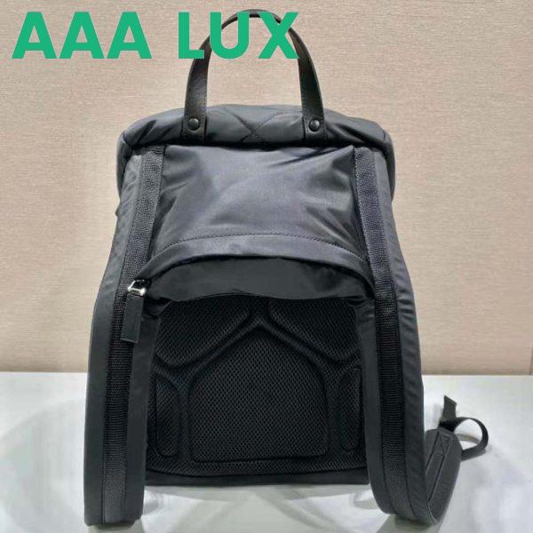 Replica Prada Unisex Re-Nylon Padded Backpack with Hood-Black 6