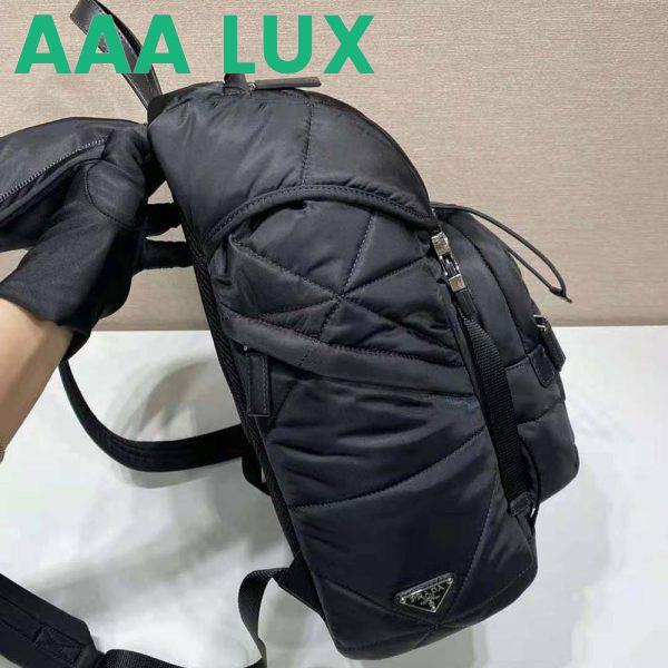Replica Prada Unisex Re-Nylon Padded Backpack with Hood-Black 7