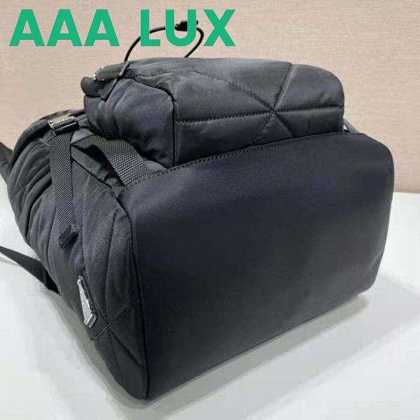 Replica Prada Unisex Re-Nylon Padded Backpack with Hood-Black 8