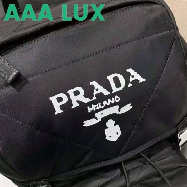 Replica Prada Unisex Re-Nylon Padded Backpack with Hood-Black 9