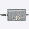 Replica Dior Women 30 Montaigne 2-in-1 Pouch Metallic Stardust Gray Microcannage Calfskin