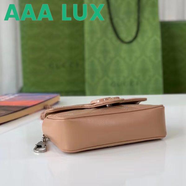 Replica Gucci Women GG Marmont Matelassé Super Mini Bag Rose Beige Chevron Leather 8