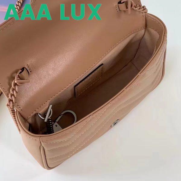 Replica Gucci Women GG Marmont Matelassé Super Mini Bag Rose Beige Chevron Leather 10