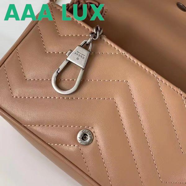 Replica Gucci Women GG Marmont Matelassé Super Mini Bag Rose Beige Chevron Leather 11