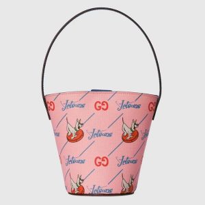 Replica Gucci Children’s Printed Bucket Bag GG The Jetsons Print Pink Supreme Canvas