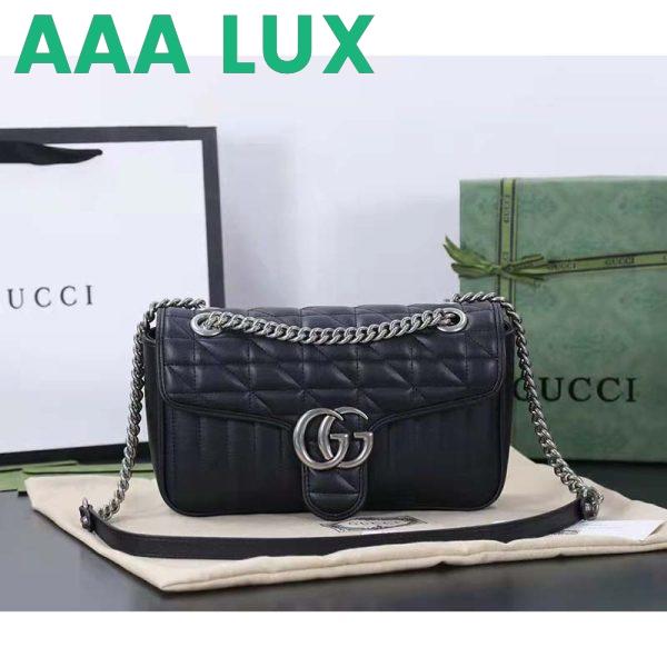Replica Gucci Women GG Marmont Medium Shoulder Bag Black Matelassé Double G 3