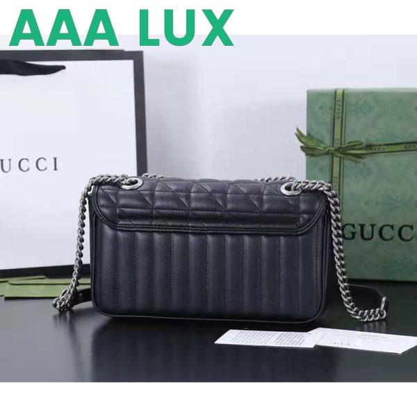 Replica Gucci Women GG Marmont Medium Shoulder Bag Black Matelassé Double G 4