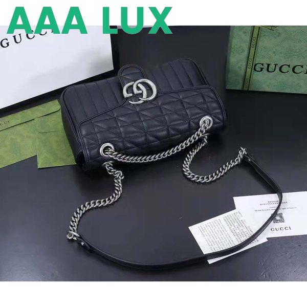 Replica Gucci Women GG Marmont Medium Shoulder Bag Black Matelassé Double G 5