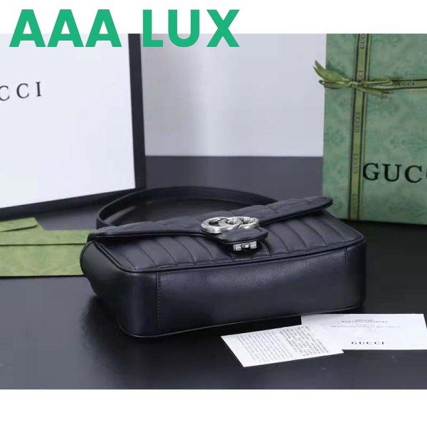 Replica Gucci Women GG Marmont Medium Shoulder Bag Black Matelassé Double G 6