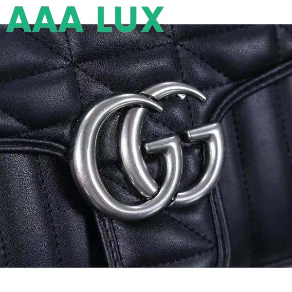 Replica Gucci Women GG Marmont Medium Shoulder Bag Black Matelassé Double G 8