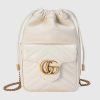 Replica Gucci Women GG Marmont Mini Bucket Bag White Matelassé Chevron Leather Double G