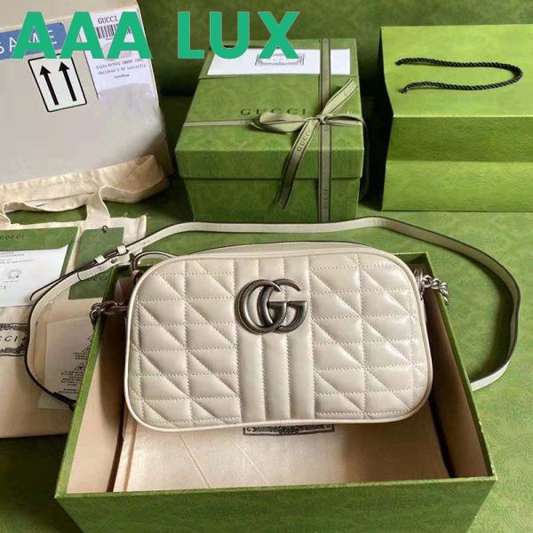 Replica Gucci Women GG Marmont Small Shoulder Bag White Matelassé Leather 3