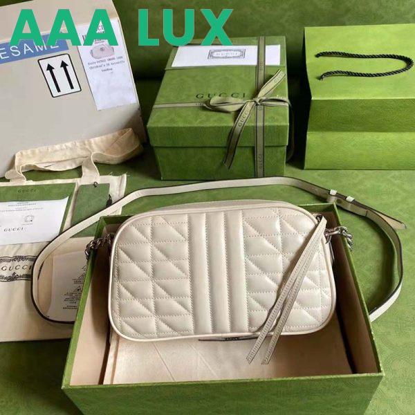 Replica Gucci Women GG Marmont Small Shoulder Bag White Matelassé Leather 4