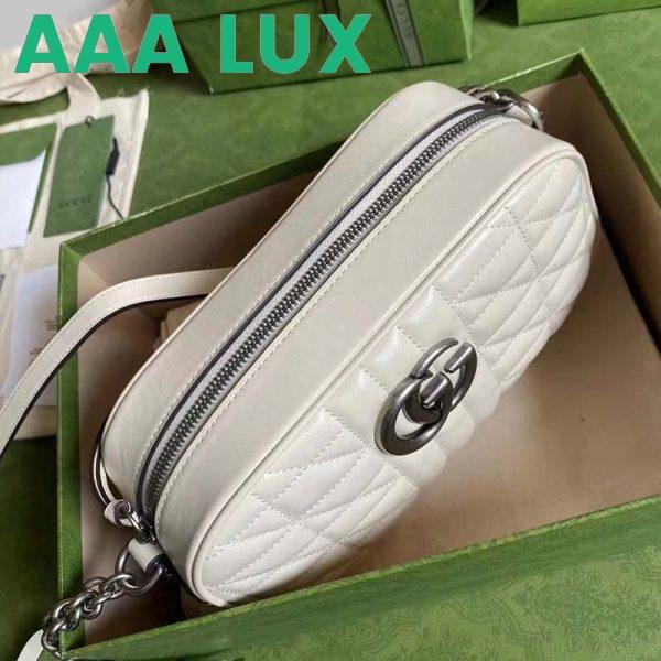 Replica Gucci Women GG Marmont Small Shoulder Bag White Matelassé Leather 5