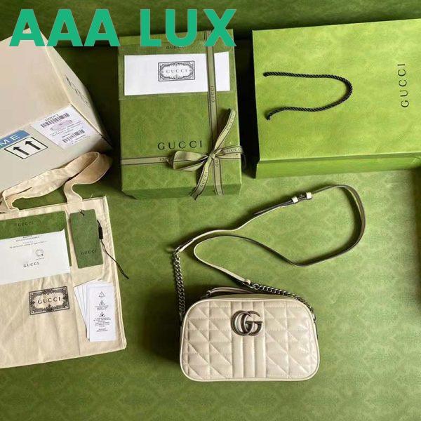 Replica Gucci Women GG Marmont Small Shoulder Bag White Matelassé Leather 6