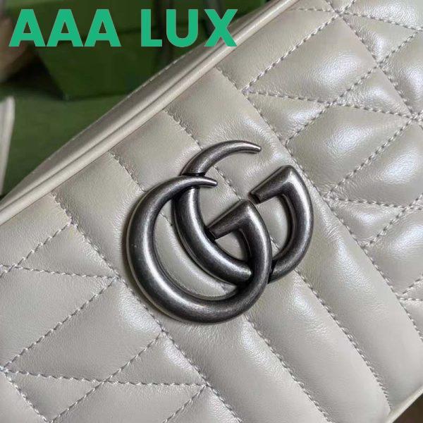 Replica Gucci Women GG Marmont Small Shoulder Bag White Matelassé Leather 9