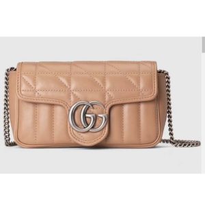 Replica Gucci Women GG Marmont Super Mini Bag Beige Double G Matelassé Leather 2