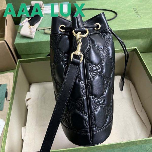 Replica Gucci Women GG Matelassé Bucket Bag Black Leather Double G 5