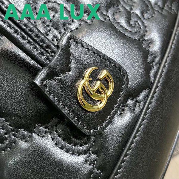 Replica Gucci Women GG Matelassé Bucket Bag Black Leather Double G 10