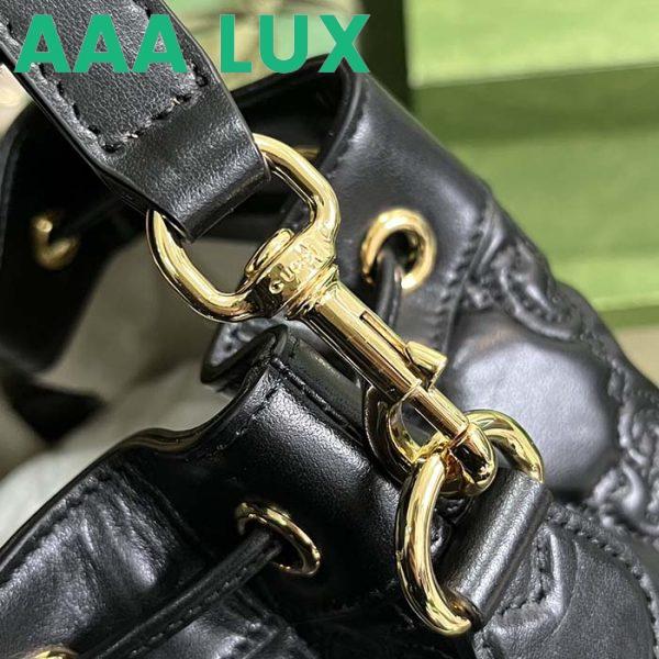 Replica Gucci Women GG Matelassé Bucket Bag Black Leather Double G 11
