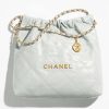 Replica Chanel Women CC 22 Handbag Shiny Calfskin & Gold-Tone Metal Light Blue