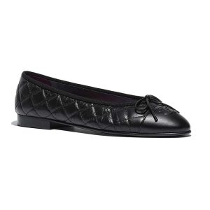 Replica Chanel Women Ballerinas in Aged Calfskin Leather-Black 2