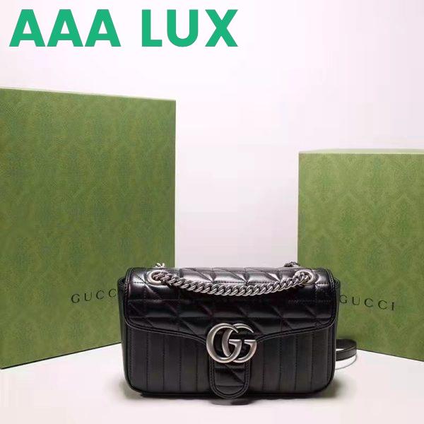 Replica Gucci Women GG Marmont Small Shoulder Bag Black Matelassé Leather Double G 3
