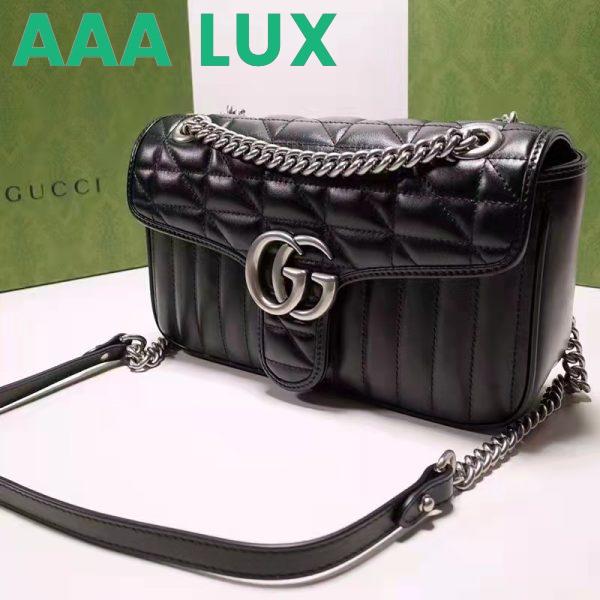 Replica Gucci Women GG Marmont Small Shoulder Bag Black Matelassé Leather Double G 5