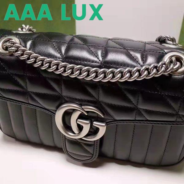 Replica Gucci Women GG Marmont Small Shoulder Bag Black Matelassé Leather Double G 6