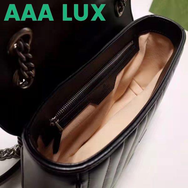 Replica Gucci Women GG Marmont Small Shoulder Bag Black Matelassé Leather Double G 9